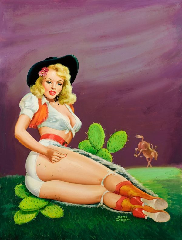 35043473-PETER_DRIBEN_Fallin'_on_the_Cactus,_Flirt_magazine_cover,_April_1951